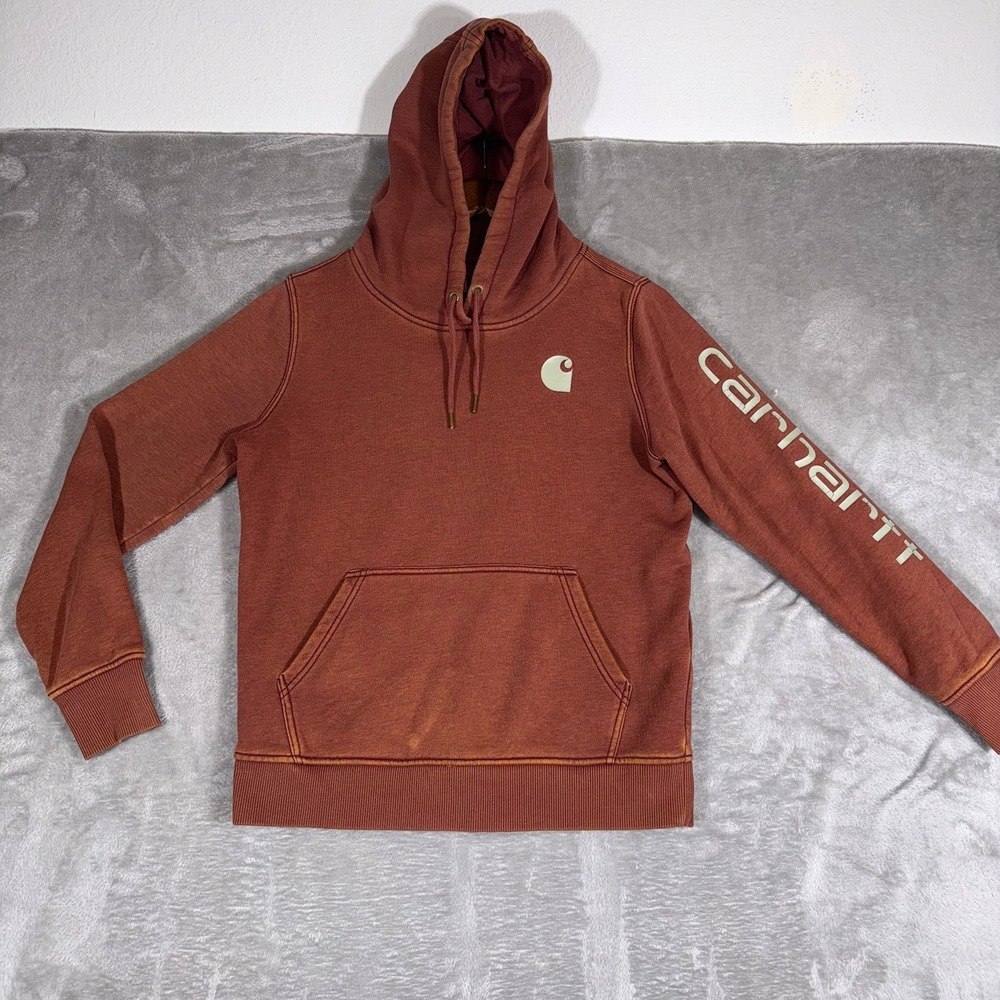 Carhartt‎ Hoodie Women's Small Orange Outdoors Western Workwear Cowgirl Casual